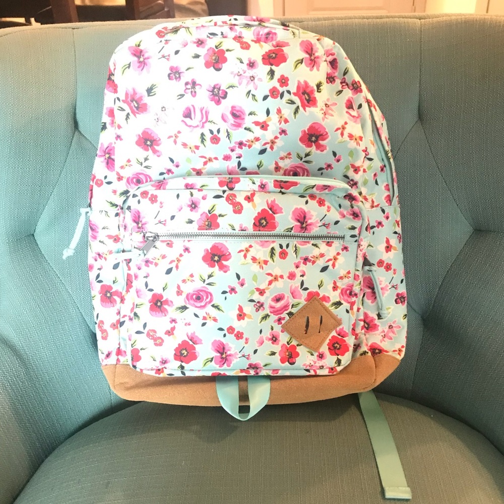 Teal floral backpack